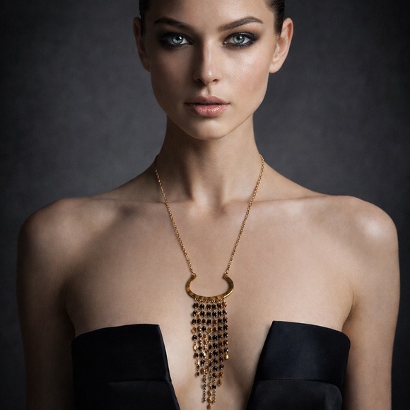 Source Unknown Jewelry - Elegant Gold Tassel Necklace